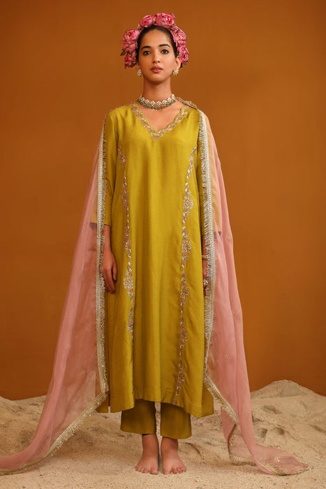 Firoza Kurta Set - Pear Green