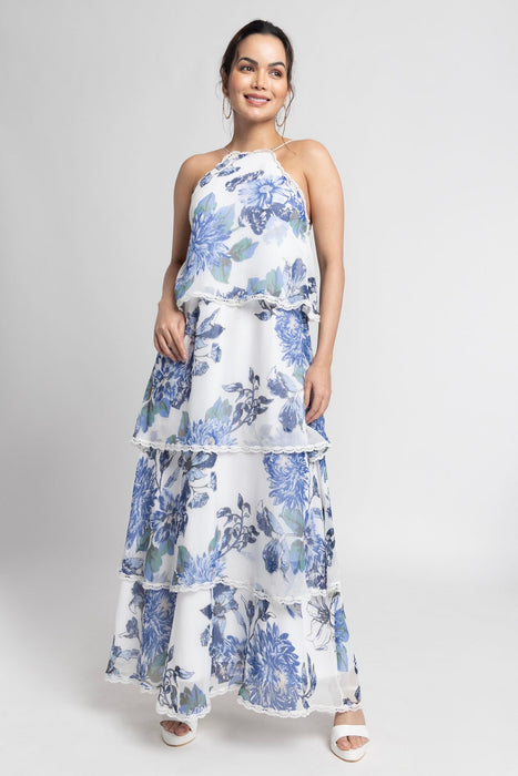 Serene Floral Layered Maxi Dress