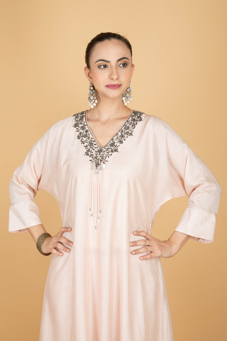 Ivory Hand Embroidered Kaftaan Kurta W/Pants