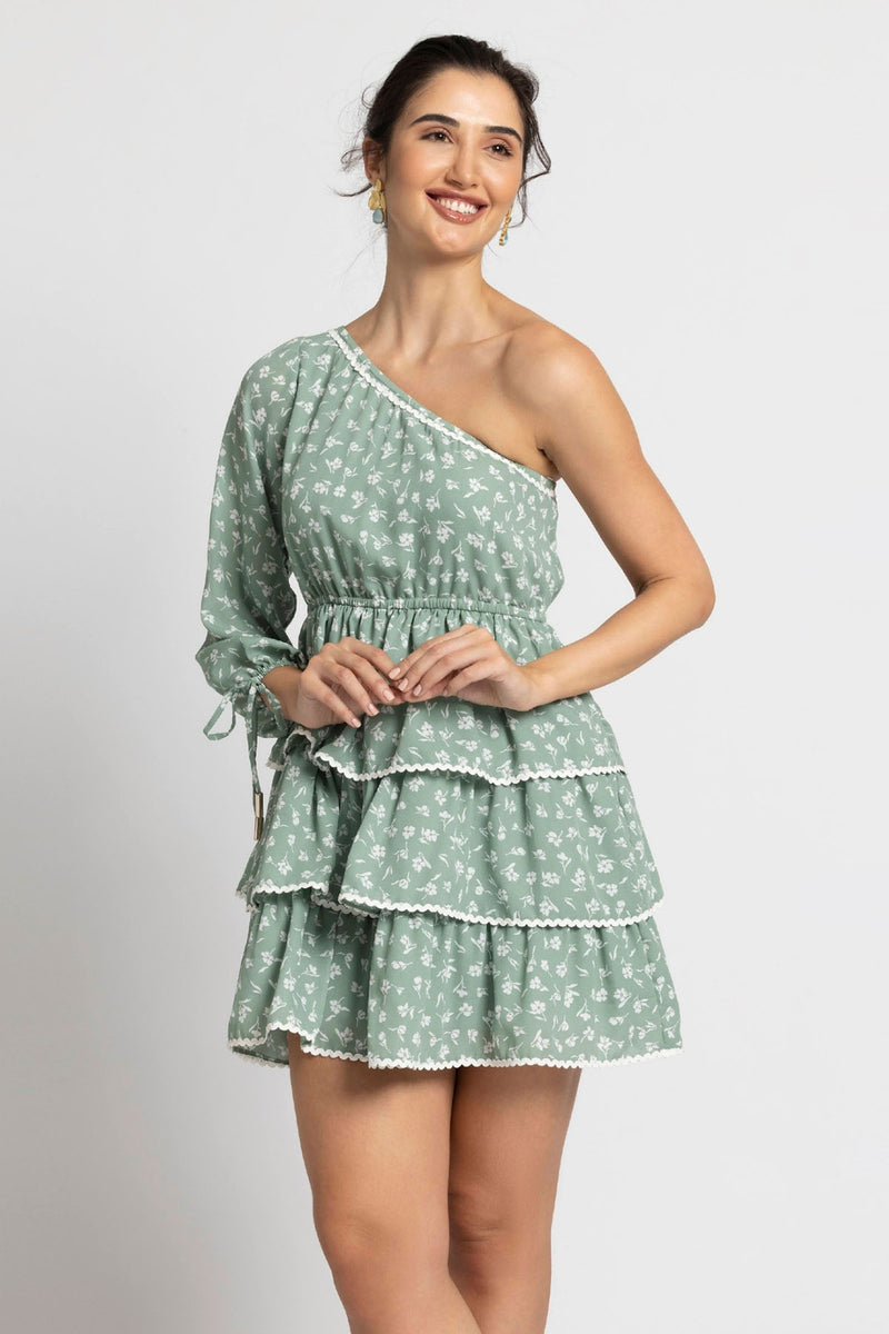 Tranquil Garden Asym Mini Dress