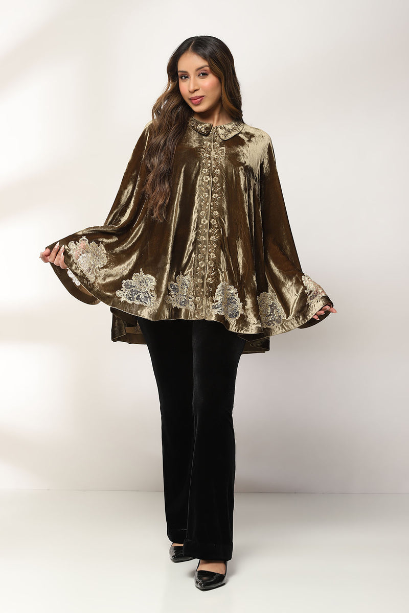 Gulistaan French lace velvet Cape