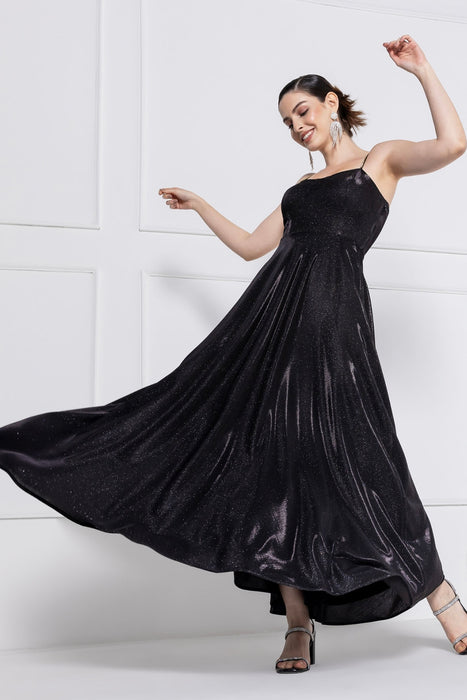 Noir Glitz Elegance Maxi Dress