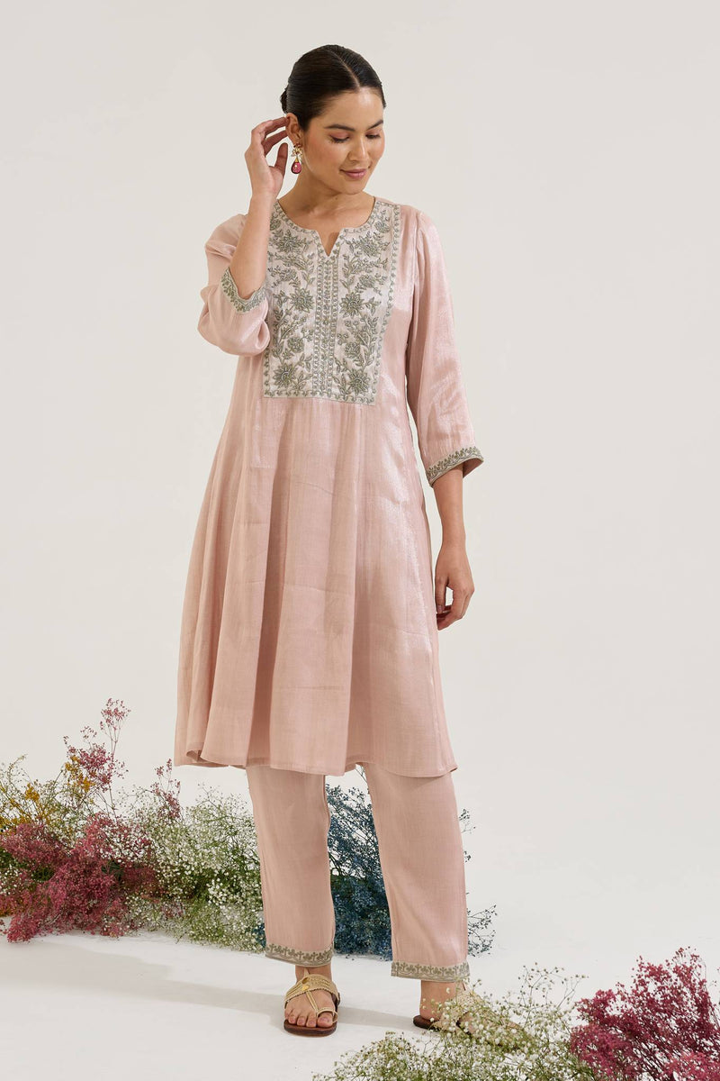 Rosy Dori Tissue Anarkali with Narrow Pants - Set of 2