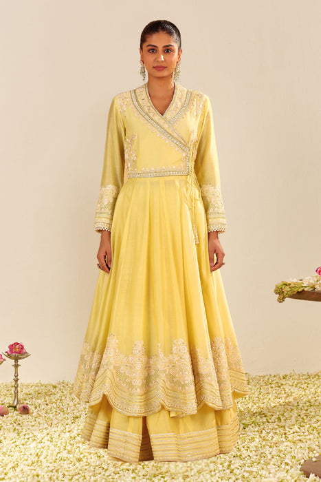 Ameena - Long Anarkali With Skirt (Lemon Yellow)