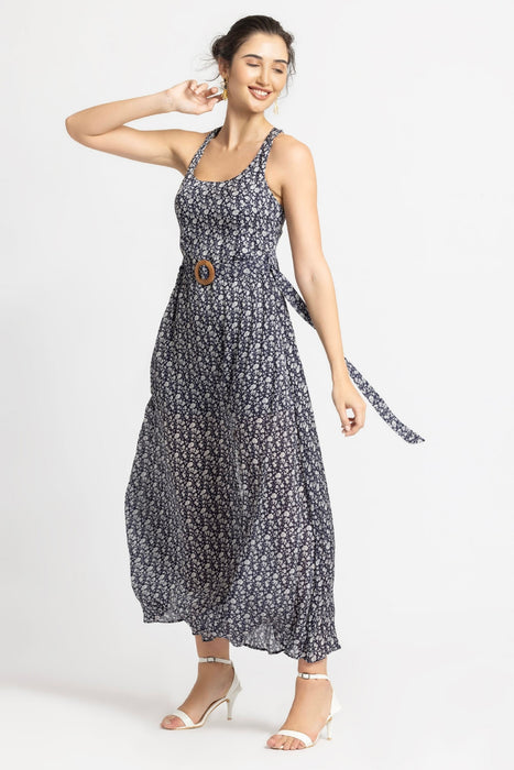 Blue Motif Maxi Dress