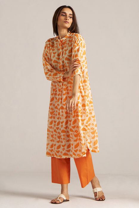 Celosia Orange and Cream Print Co-ord Set