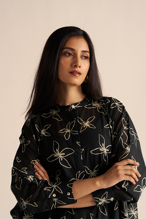 Black Floral Print Co-ord Set