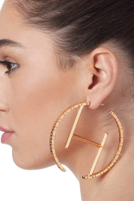 OH MONOGRAM HOOP EARRINGS 