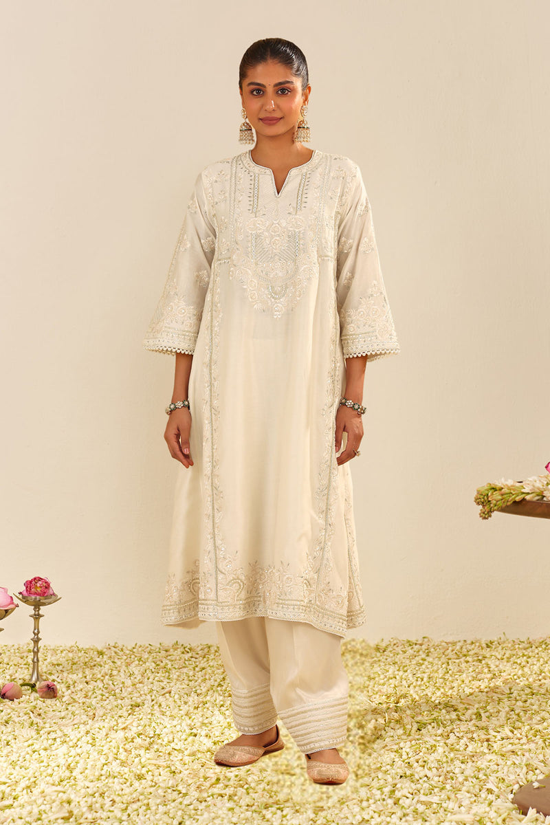 Maziya - Long Chauga With Salwar (Daisy Ivory)