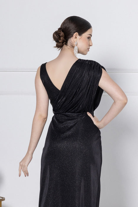 Noir Glitz Soirée Midi Dress