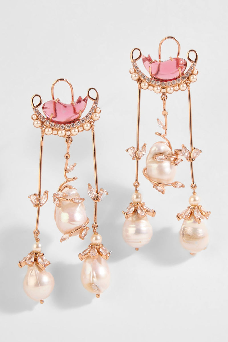 LE CLEO DEWDROP EARRINGS IN VINTAGE ROSE