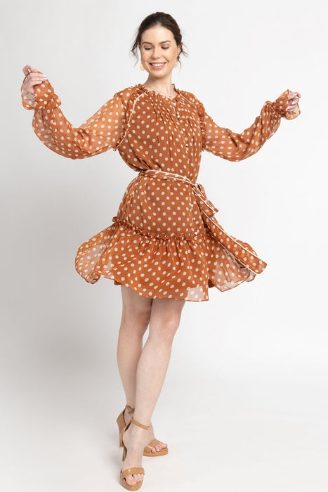 Brown Polka Mini Dress