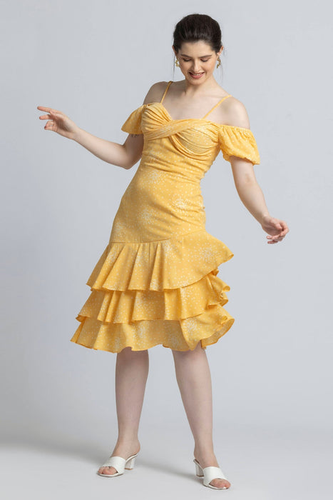 Sunlit Marigold Midi Dress