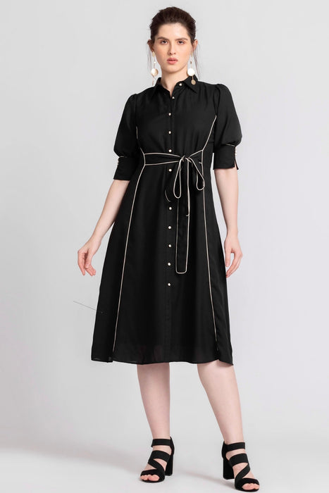 Noir Elegance Midi Dress