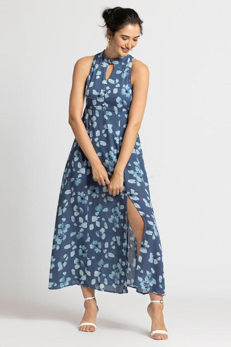 Floral Waterfall Halterneck Maxi Dress