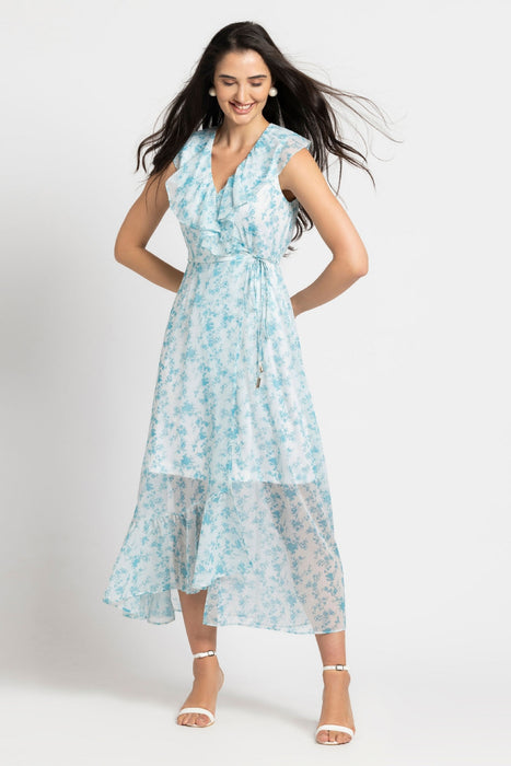 Azure Breeze Ruffle Maxi Dress