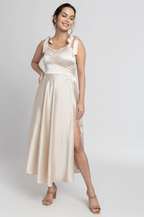 Creamy Sweetheart Midi Dress