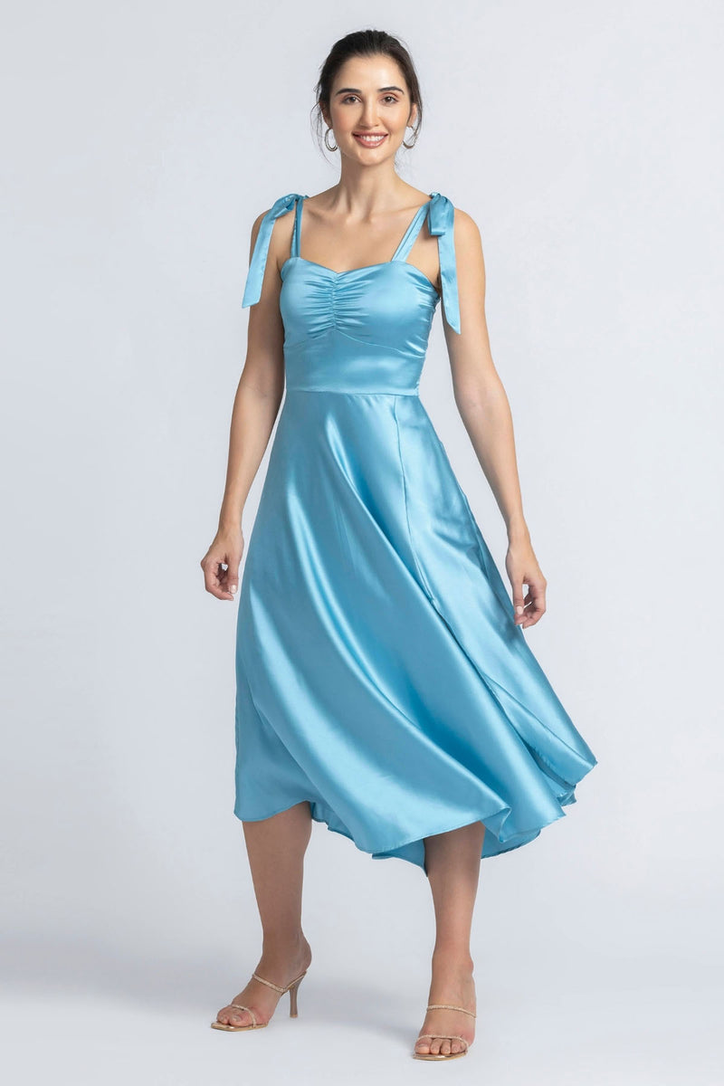 Turquoise Blue Sweetheart Midi Dress