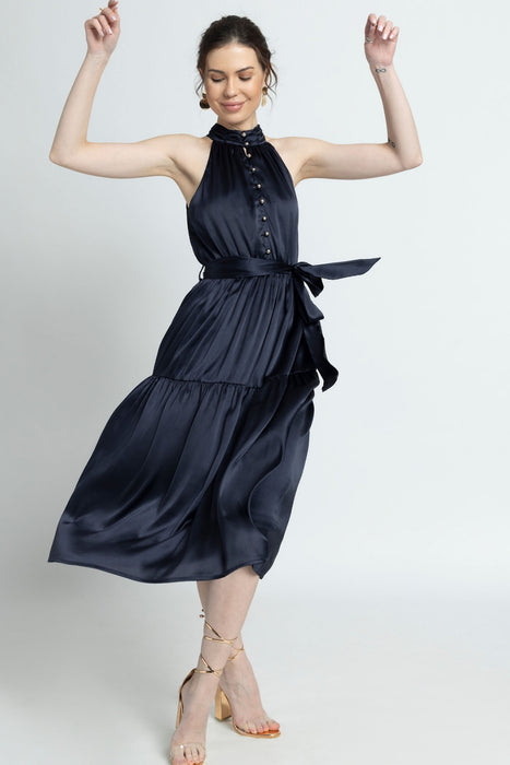 Navy Nights Halterneck Midi Dress