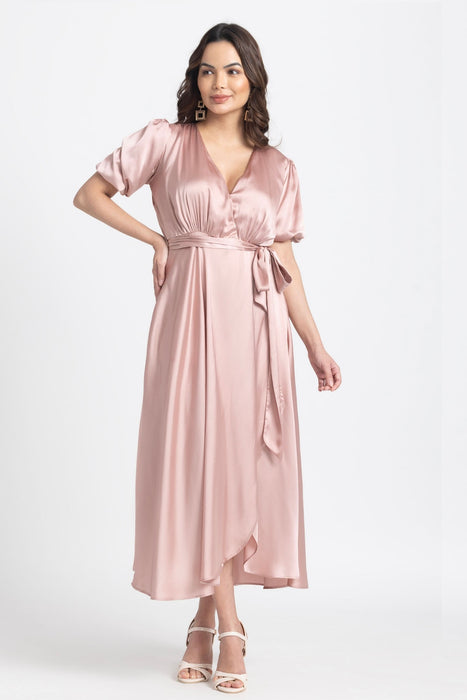 Rose Gold Surplice Midi Dress
