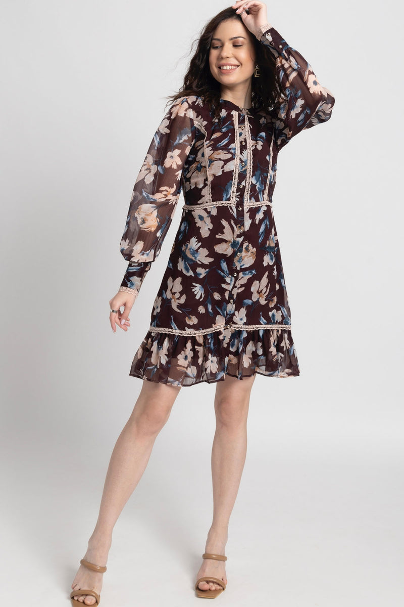 Russet Bloom Mini Dress