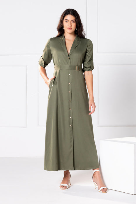 Olive Elegance Maxi Dress