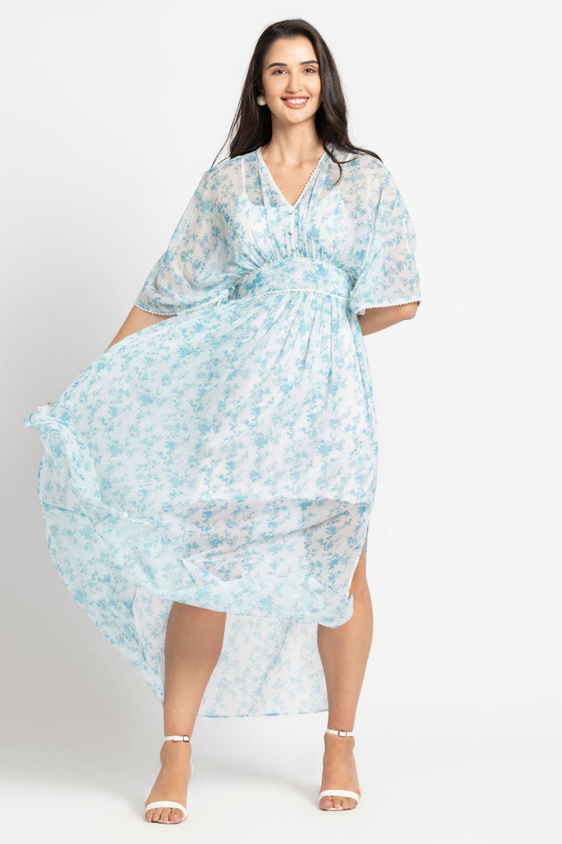Azure Breeze Flowy Maxi Dress