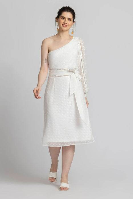 Snowflake White Midi dress