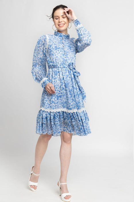 Misty Floral Mandarin Mini Dress