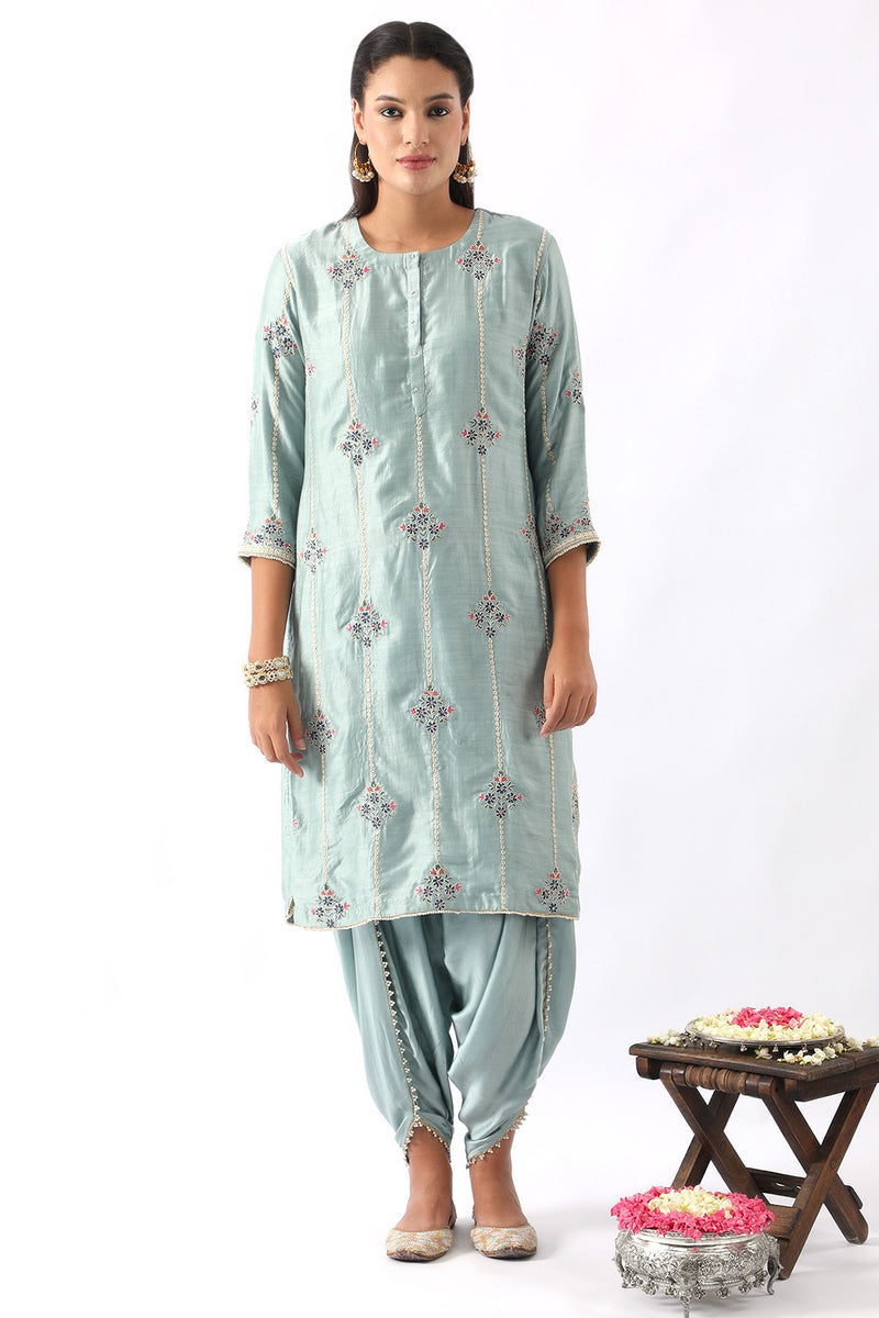 Blush Pink Embroidered Kurta & Dhoti Set