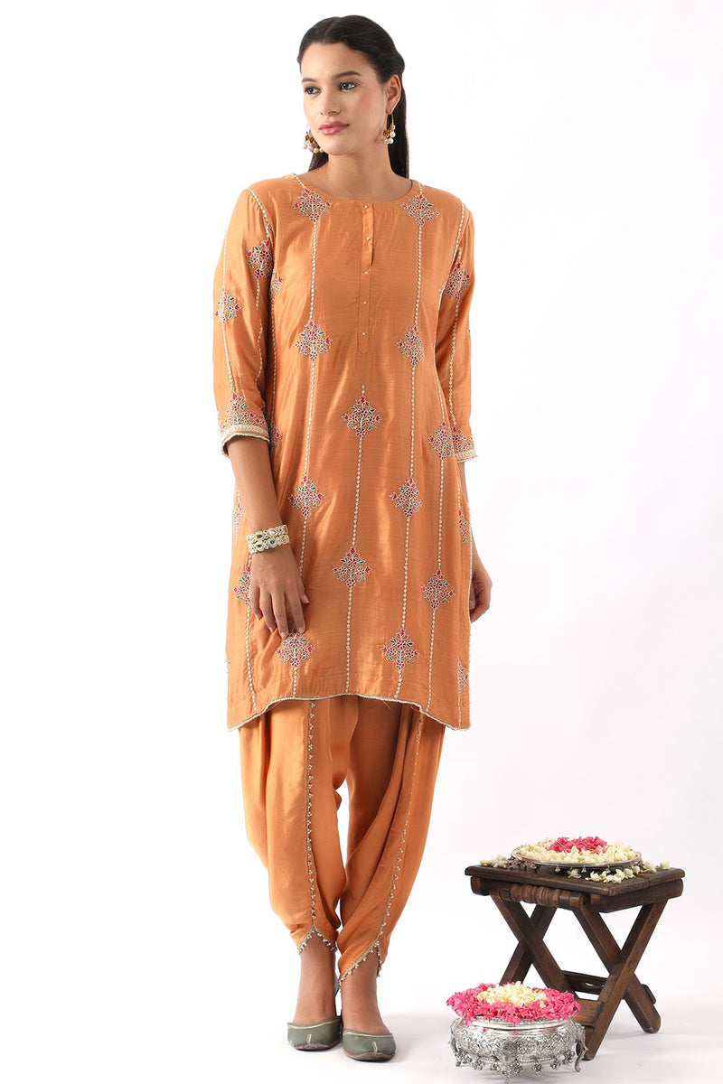 Ice Blue Embroidered Kurta & Dhoti Set