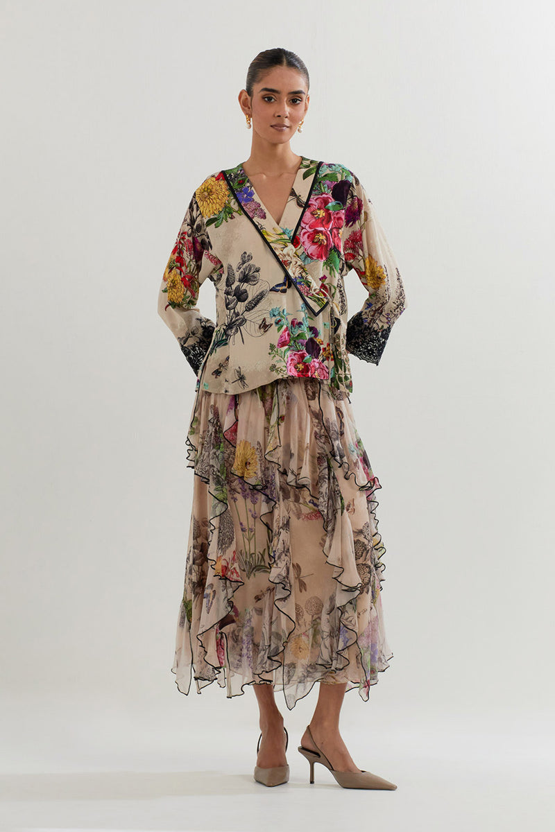WRAP BLOUSE WITH SKIRT