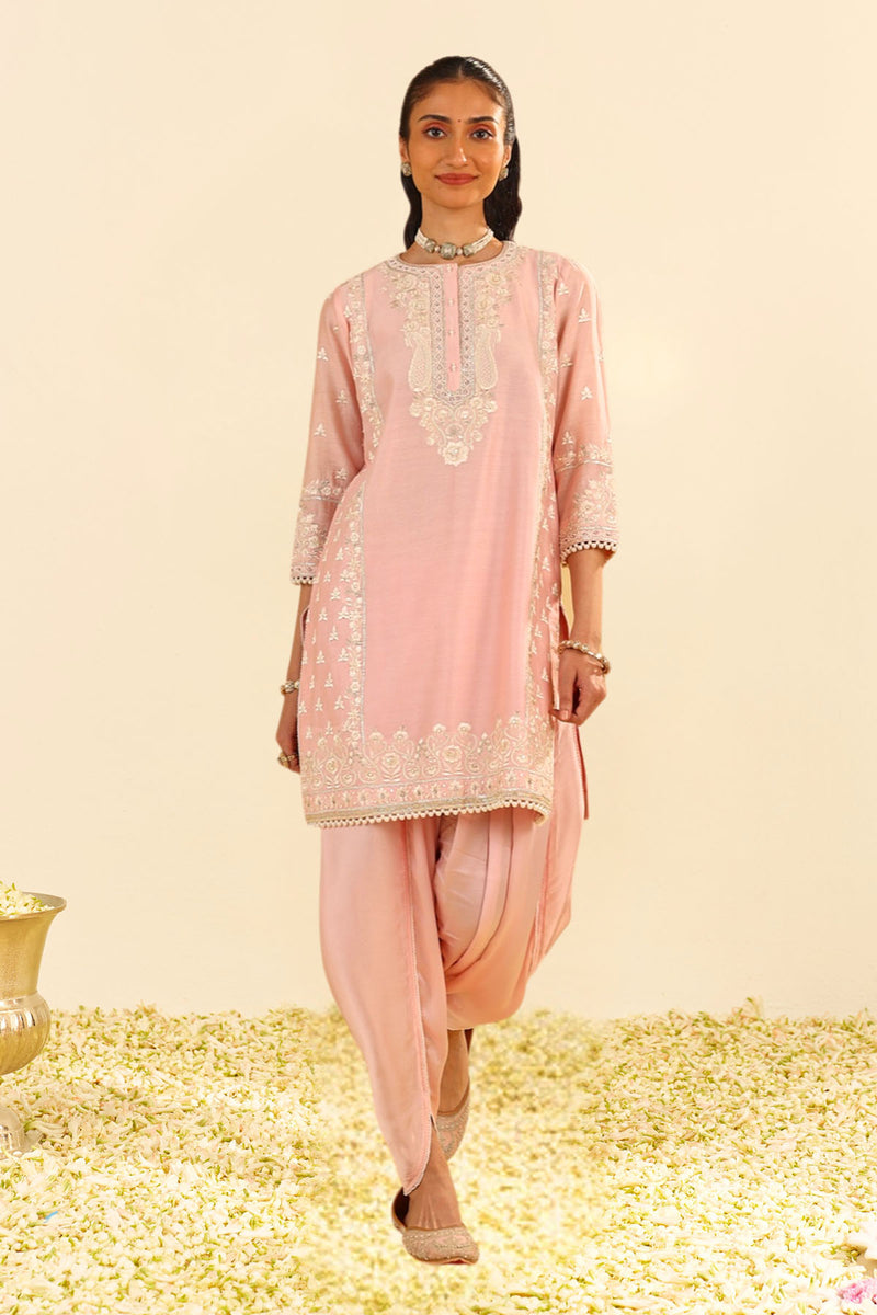 Zaisha - Short Kurta With Dhoti (Blush Pink)