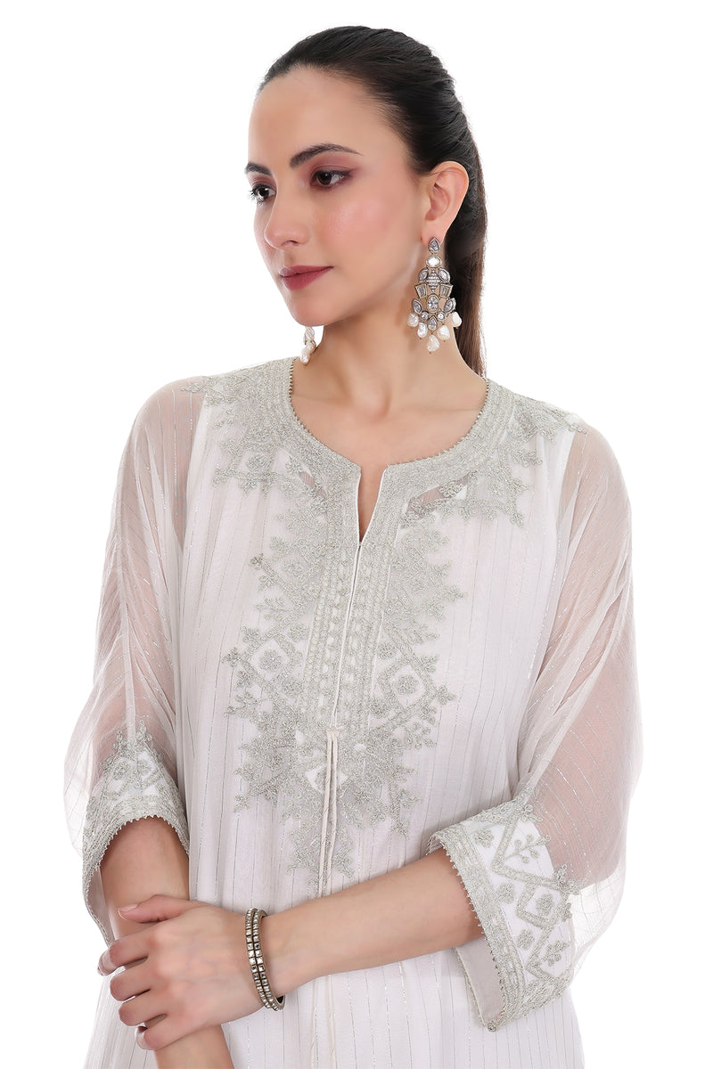 White Embroidered Kaftaan Set