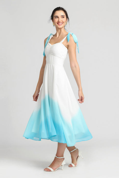 Whispering Blue Ombre Midi Dress