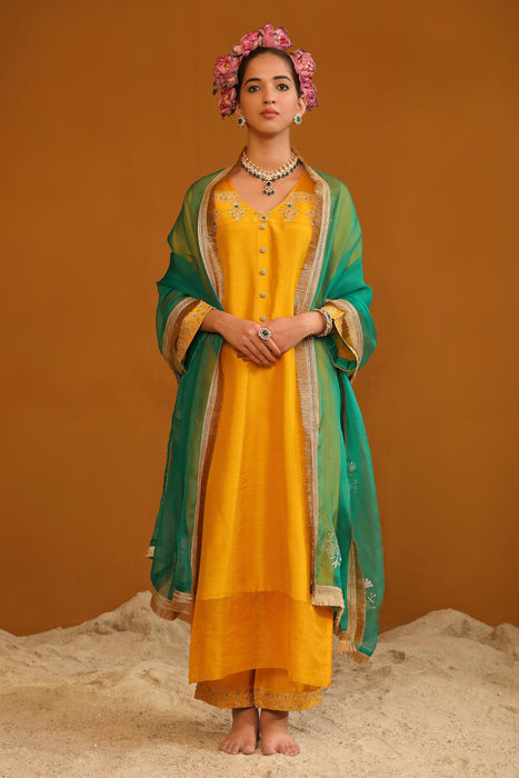 Zeenat Kurta Set - Mustard Yellow