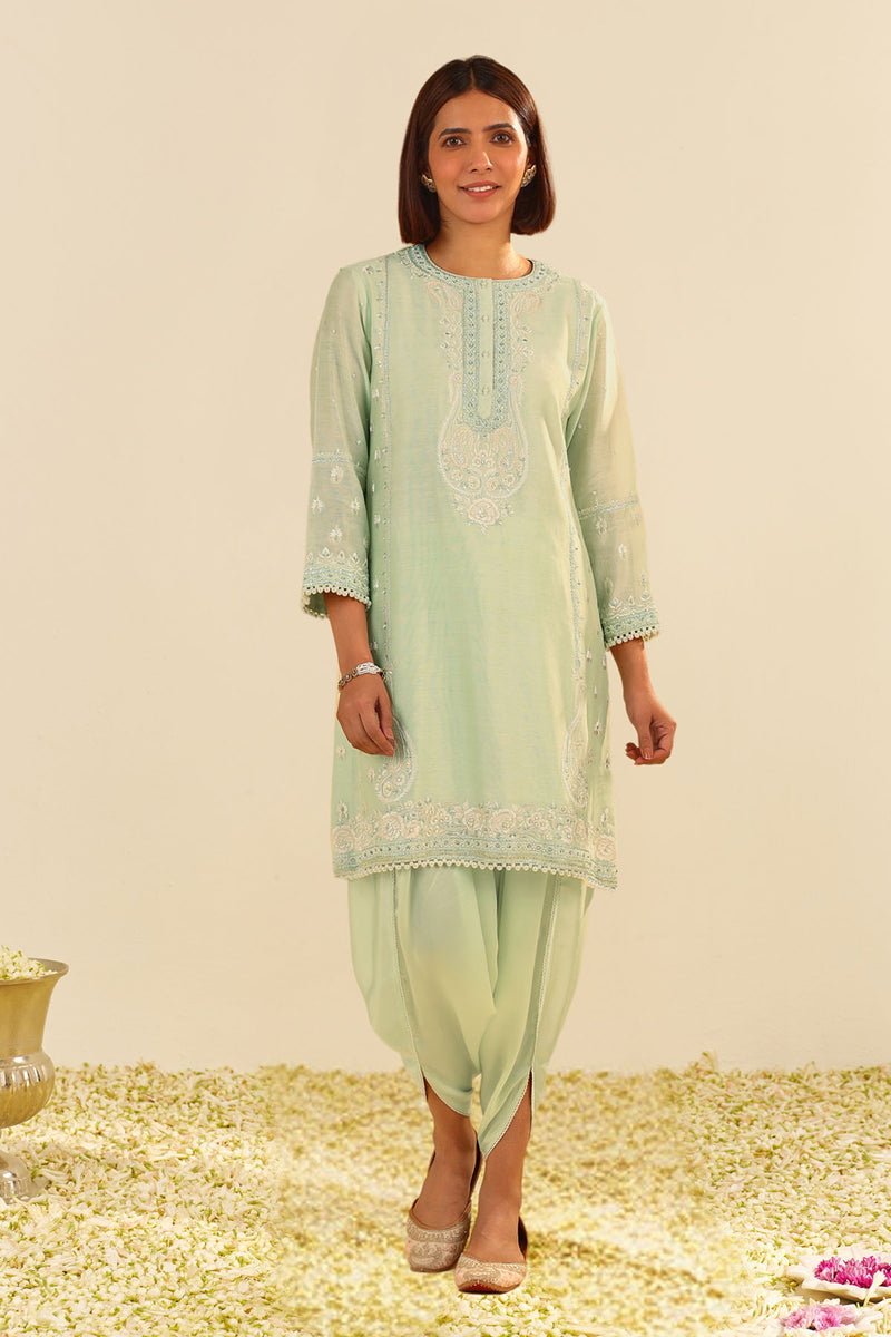 Zahra - Short Kurta With Dhoti (Mint Green)