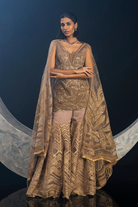 Golden Mist Sharara Set