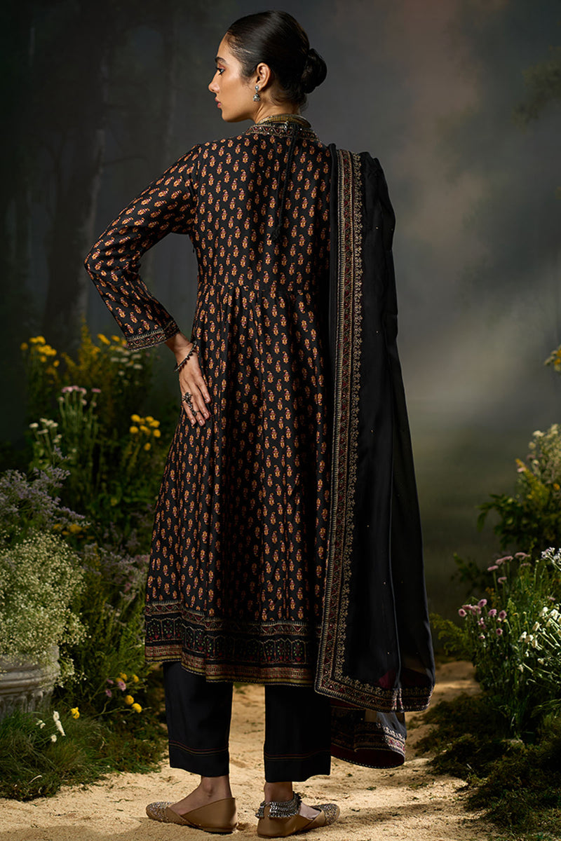 Black and Red Ambi Print Kurta Set