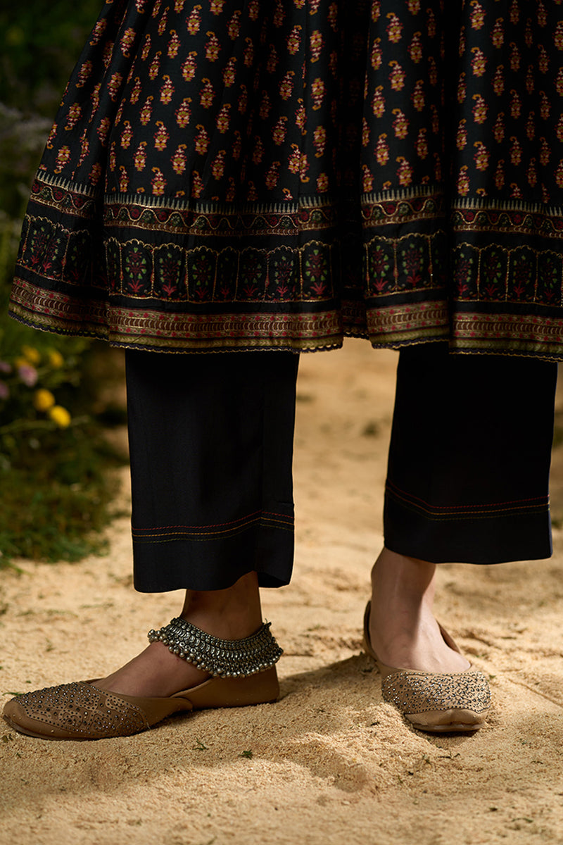 Black and Red Ambi Print Kurta Set