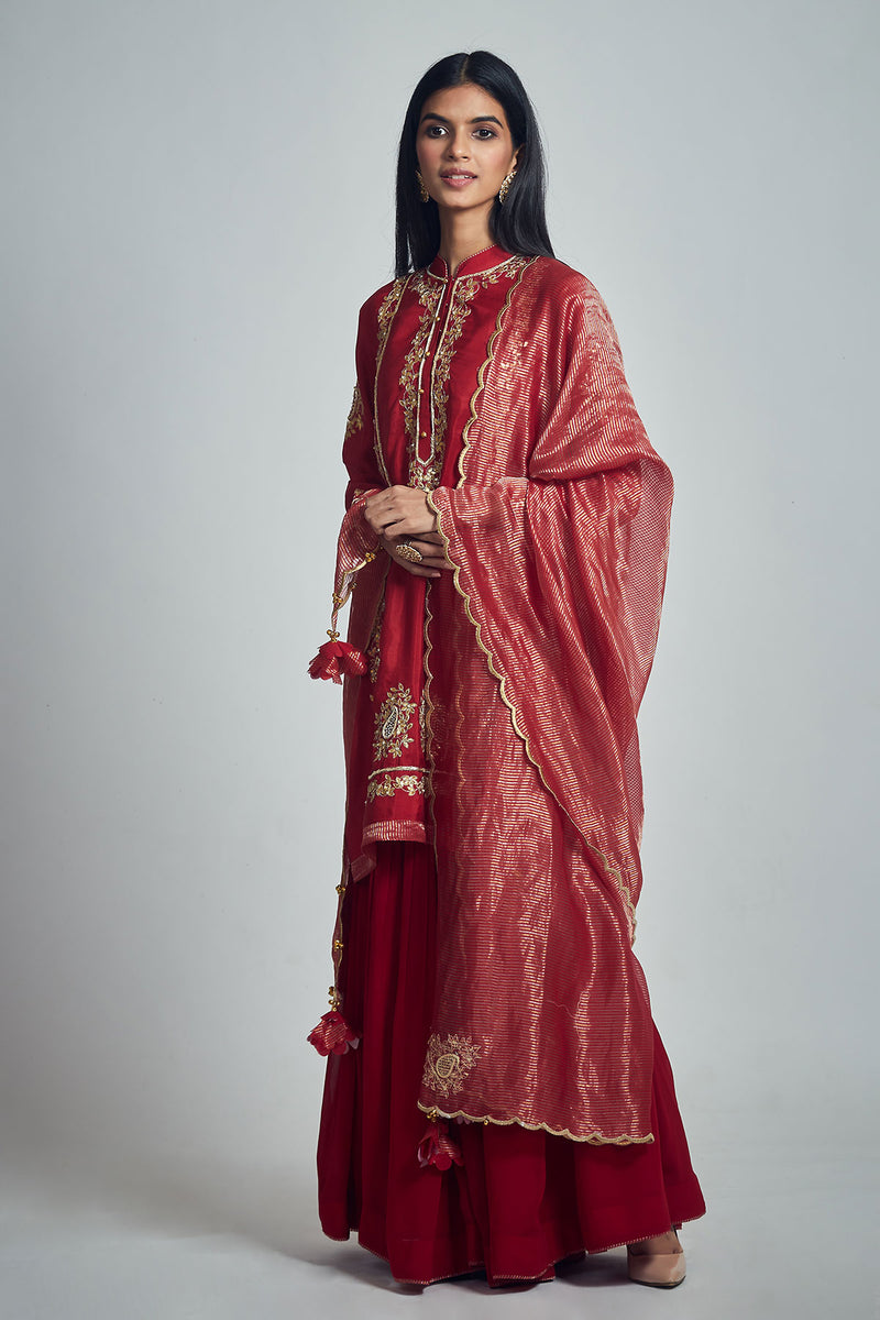 Nasira-Short Kurta with Garara and Dupatta