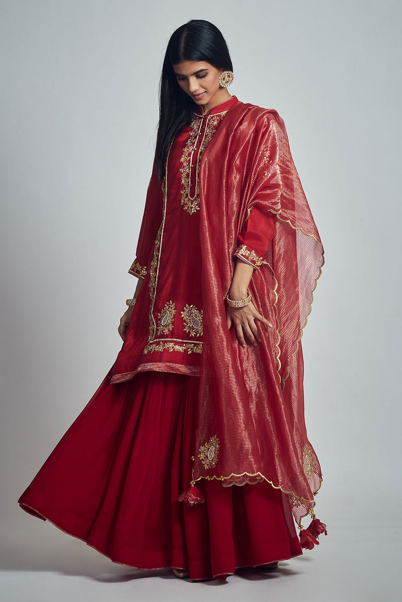 Nasira-Short Kurta with Garara and Dupatta