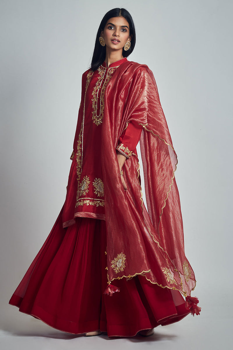 Nasira-Short Kurta with Garara and Dupatta