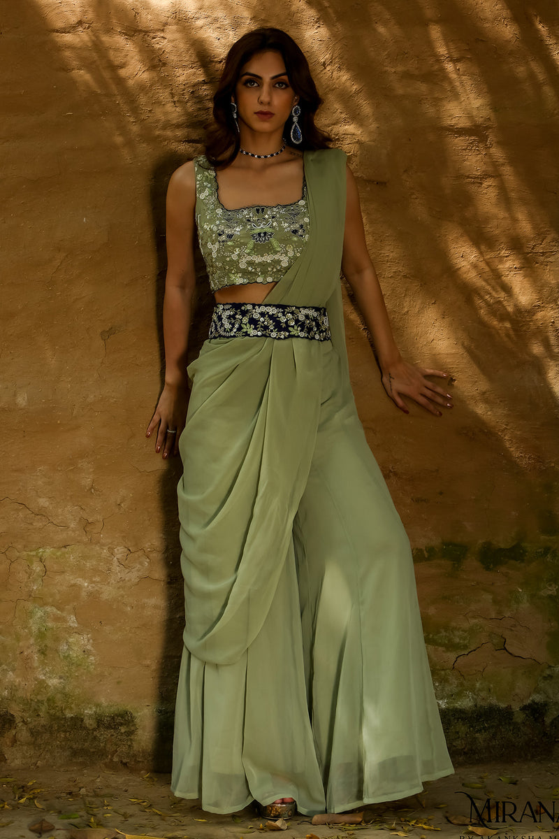 Alina - Sharara With Draped Dupatta and Cape Set.