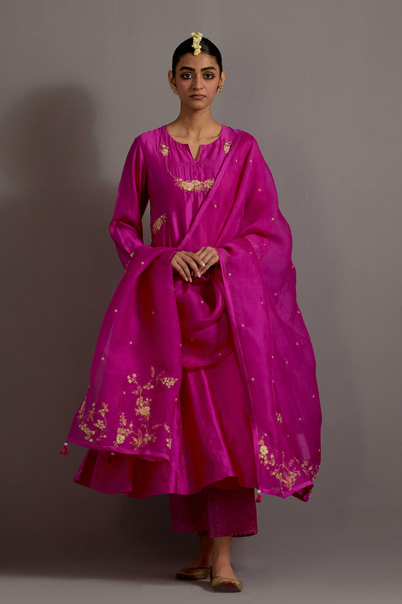 Fuchsia Pink A-Line kurta set