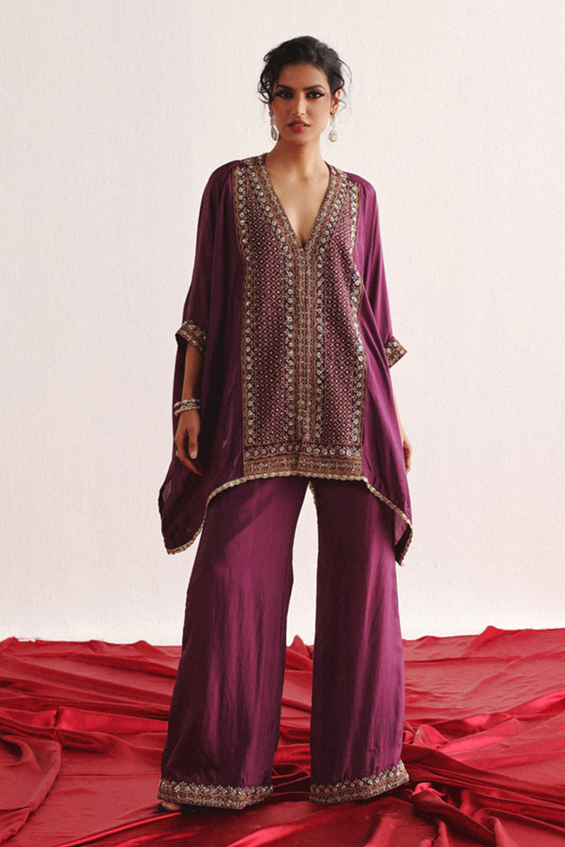 Marodiwork Silk Kaftan with Palazzos