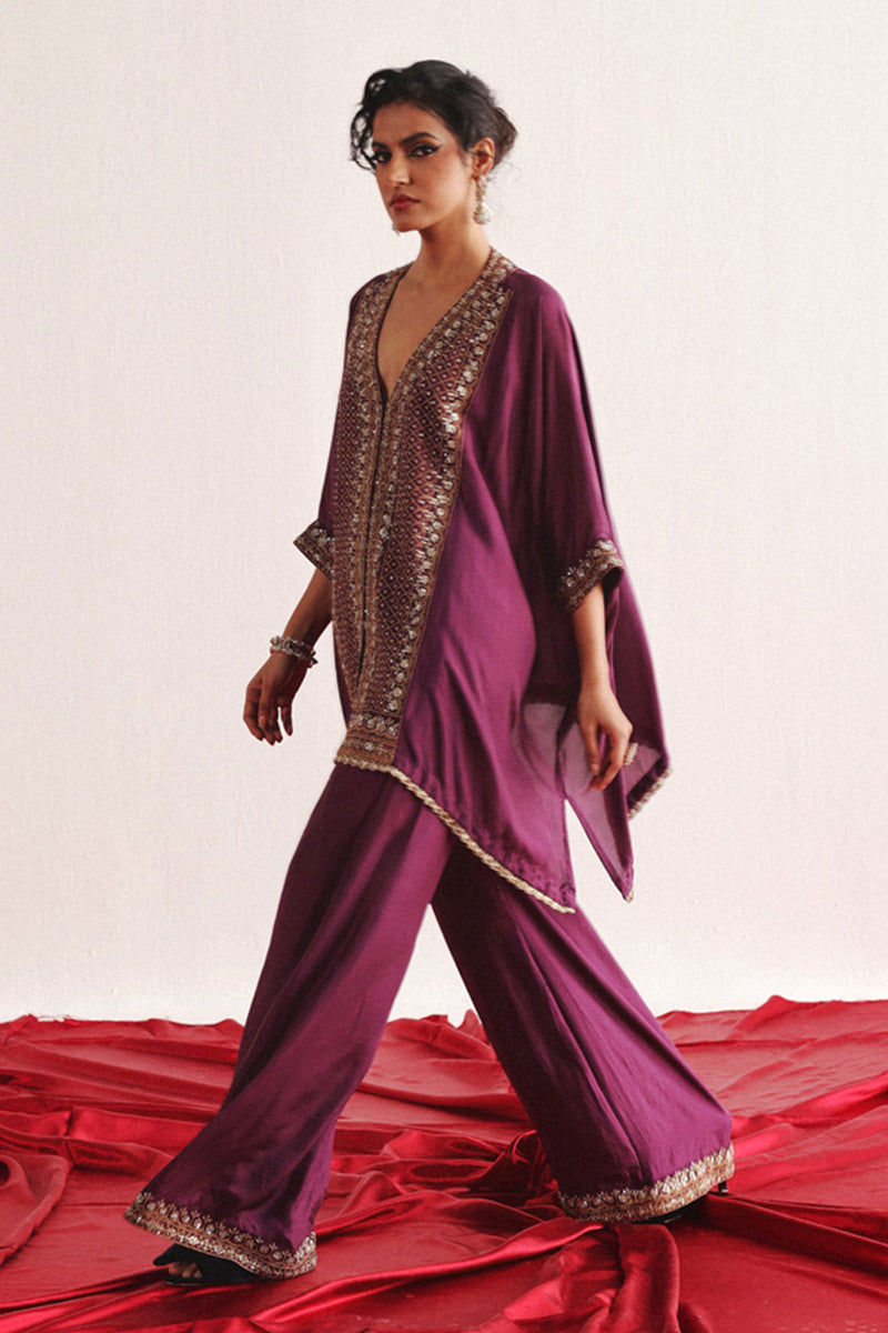 Marodiwork Silk Kaftan with Palazzos