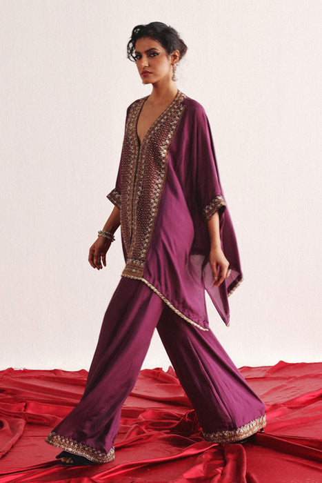 Marodiwork Silk Kaftan with Palazzos