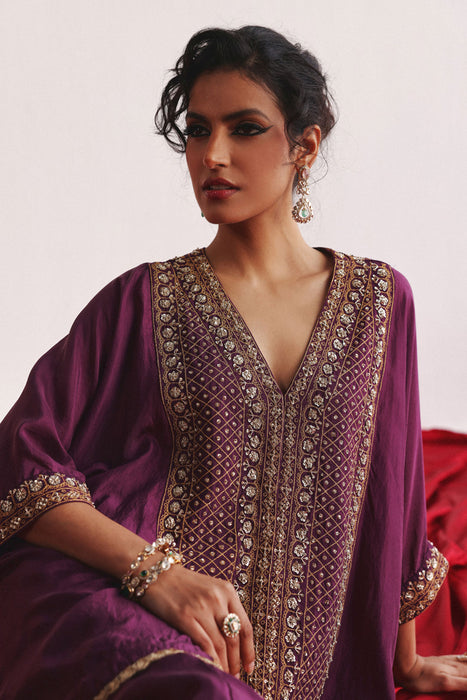 Marodiwork Silk Kaftan with Palazzos