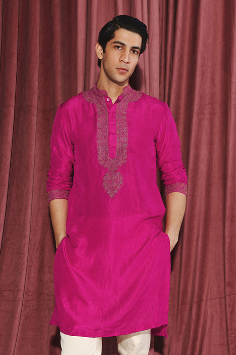 Fuschia Kurta With Marodiwork